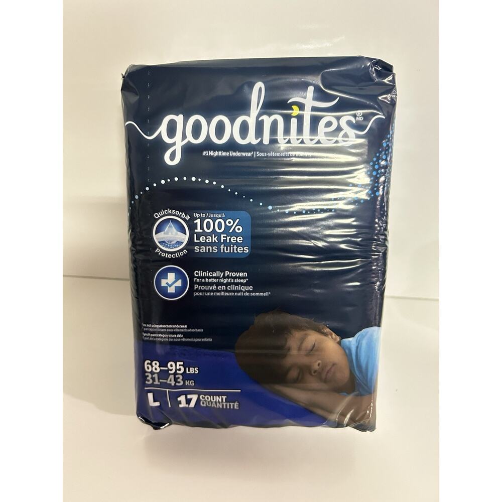 Goodnites Boys' Nighttime Bedwetting Underwear, Large 17 count 69-95 lbs